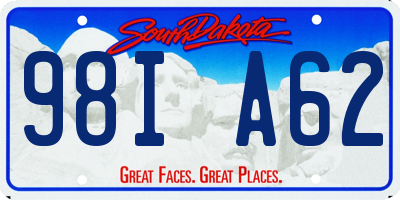 SD license plate 98IA62