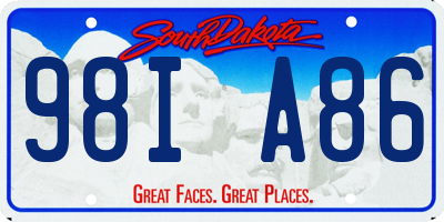 SD license plate 98IA86