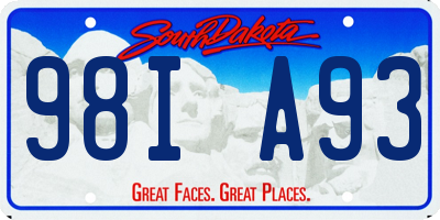 SD license plate 98IA93