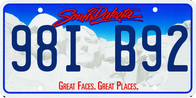SD license plate 98IB92