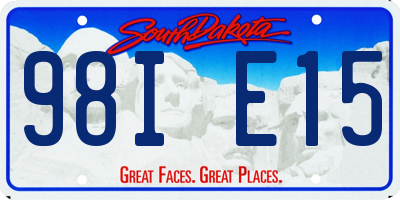SD license plate 98IE15