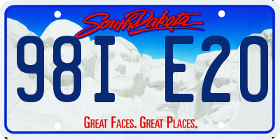 SD license plate 98IE20