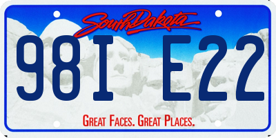 SD license plate 98IE22