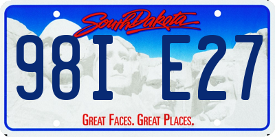 SD license plate 98IE27