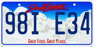 SD license plate 98IE34