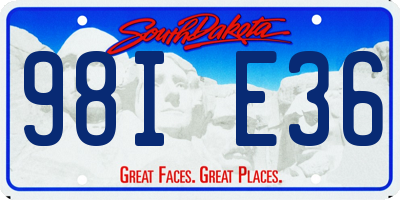 SD license plate 98IE36