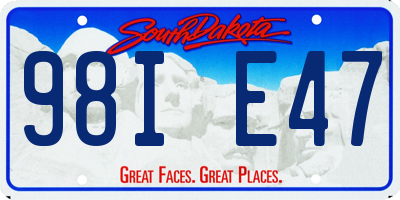 SD license plate 98IE47