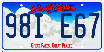 SD license plate 98IE67