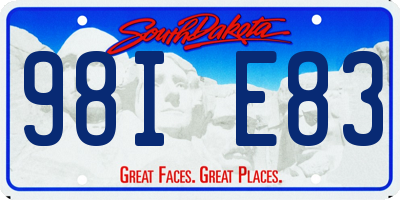 SD license plate 98IE83
