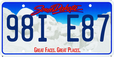 SD license plate 98IE87