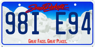 SD license plate 98IE94