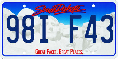 SD license plate 98IF43