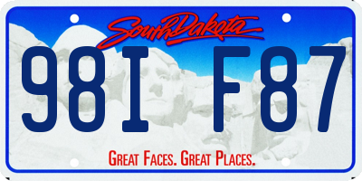 SD license plate 98IF87