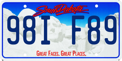 SD license plate 98IF89