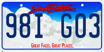 SD license plate 98IG03