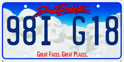 SD license plate 98IG18