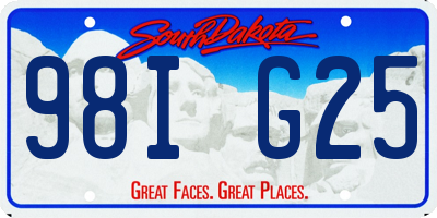SD license plate 98IG25