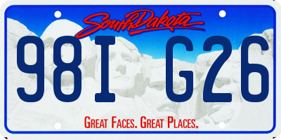 SD license plate 98IG26