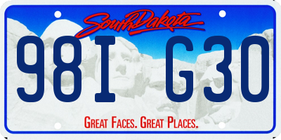 SD license plate 98IG30