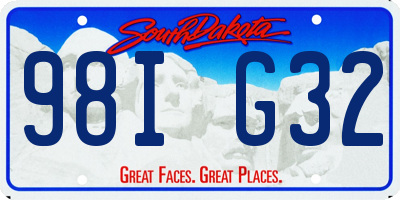 SD license plate 98IG32