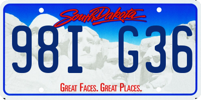 SD license plate 98IG36