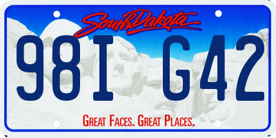 SD license plate 98IG42