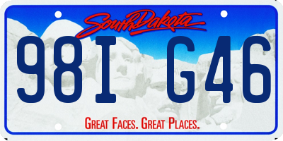 SD license plate 98IG46