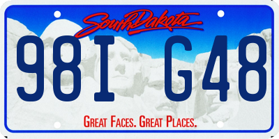 SD license plate 98IG48