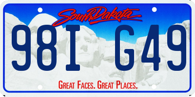 SD license plate 98IG49