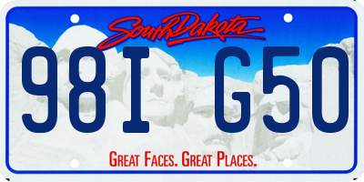 SD license plate 98IG50