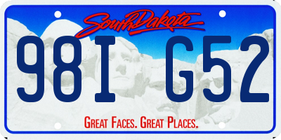 SD license plate 98IG52