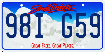SD license plate 98IG59