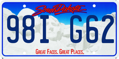 SD license plate 98IG62