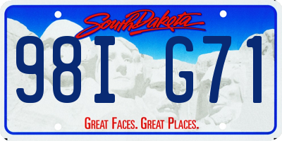 SD license plate 98IG71