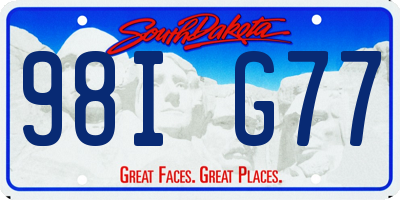 SD license plate 98IG77