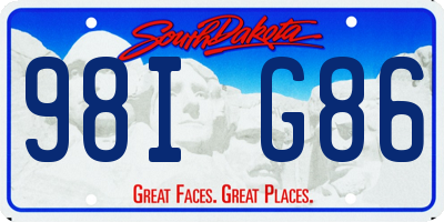 SD license plate 98IG86