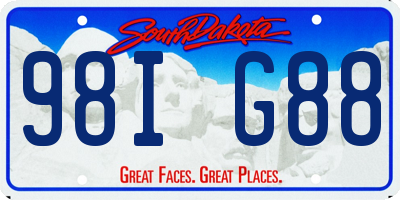 SD license plate 98IG88