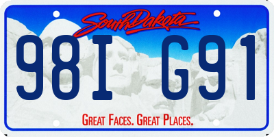 SD license plate 98IG91