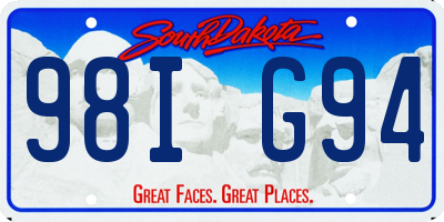 SD license plate 98IG94