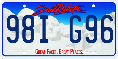 SD license plate 98IG96