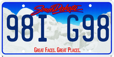 SD license plate 98IG98