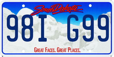 SD license plate 98IG99