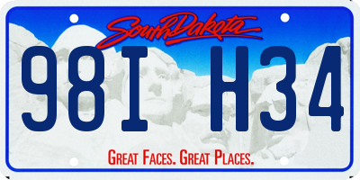 SD license plate 98IH34