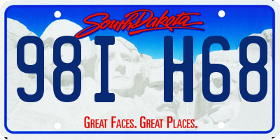 SD license plate 98IH68