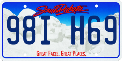 SD license plate 98IH69