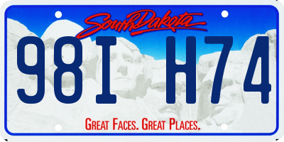 SD license plate 98IH74