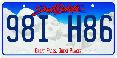 SD license plate 98IH86