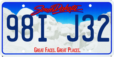 SD license plate 98IJ32