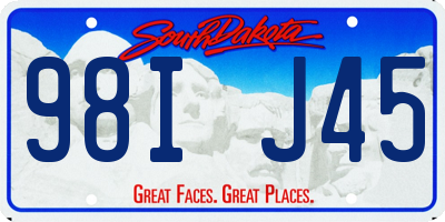 SD license plate 98IJ45