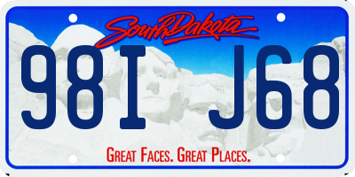 SD license plate 98IJ68